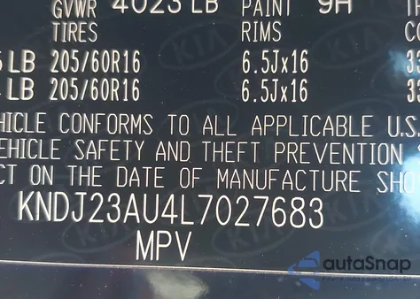 2020 Kia Soul S z USA, uszkodzony, nr VIN KNDJ23AU4L7027683